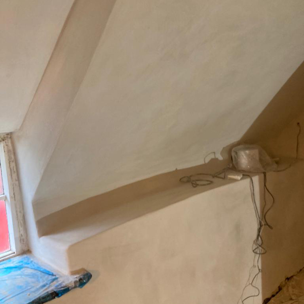 Traditional plastering techniques employed in this build