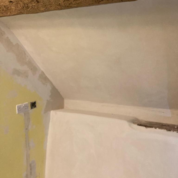 Traditional plastering techniques employed in this build