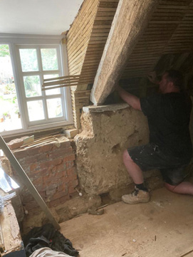 Traditional Lime Mortar showing ceiling