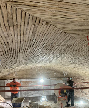 Traditional Lime Mortar showing ceiling